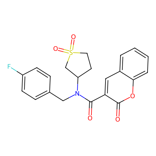 N-(1,1-dioxidotetrahydrothiophen-3-yl)-N-(4-fluorobenzyl)-2-oxo-2H-chromene-3-carboxamide structure