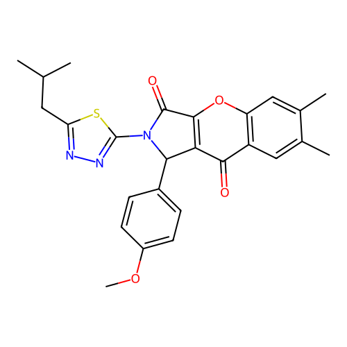 2-(5-isobutyl-1,3,4-thiadiazol-2-yl)-1-(4-methoxyphenyl)-6,7-dimethyl-1,2-dihydrochromeno[2,3-c]pyrrole-3,9-dione structure
