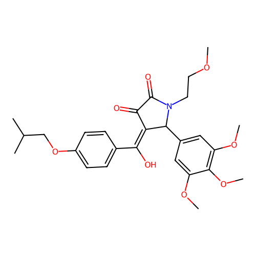 (4E)-4-[hydroxy-[4-(2-methylpropoxy)phenyl]methylidene]-1-(2-methoxyethyl)-5-(3,4,5-trimethoxyphenyl)pyrrolidine-2,3-dione structure
