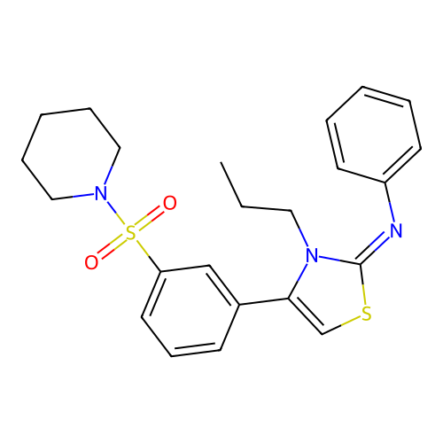 N-[(2Z)-4-[3-(piperidin-1-ylsulfonyl)phenyl]-3-propyl-1,3-thiazol-2(3H)-ylidene]aniline structure