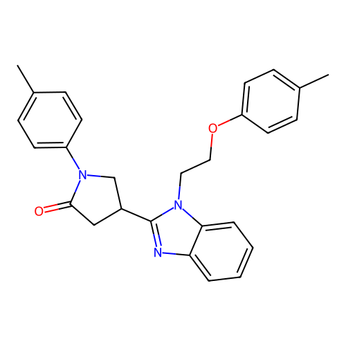 1-(p-tolyl)-4-(1-(2-(p-tolyloxy)ethyl)-1H-benzo[d]imidazol-2-yl)pyrrolidin-2-one structure