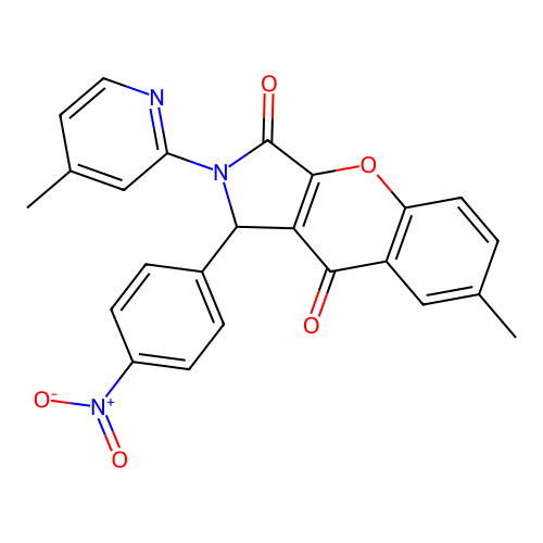 7-methyl-2-(4-methylpyridin-2-yl)-1-(4-nitrophenyl)-1,2-dihydrochromeno[2,3-c]pyrrole-3,9-dione structure