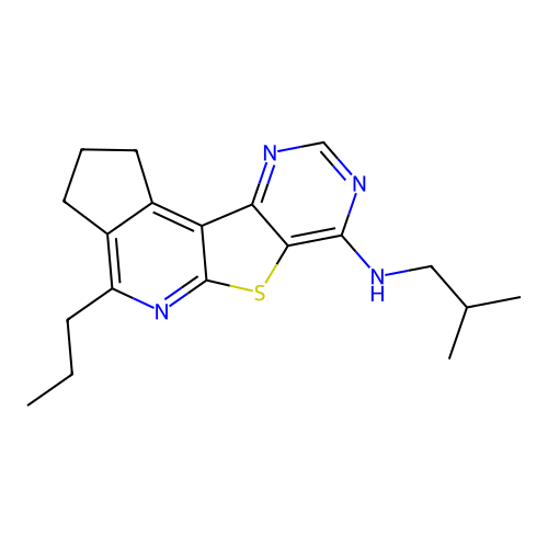 N-(2-methylpropyl)-4-propyl-2,3-dihydro-1H-cyclopenta[4',5']pyrido[3',2':4,5]thieno[3,2-d]pyrimidin-7-amine structure