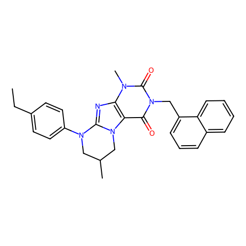9-(4-ethylphenyl)-1,7-dimethyl-3-(naphthalen-1-ylmethyl)-6,7,8,9-tetrahydropyrimido[2,1-f]purine-2,4(1H,3H)-dione structure