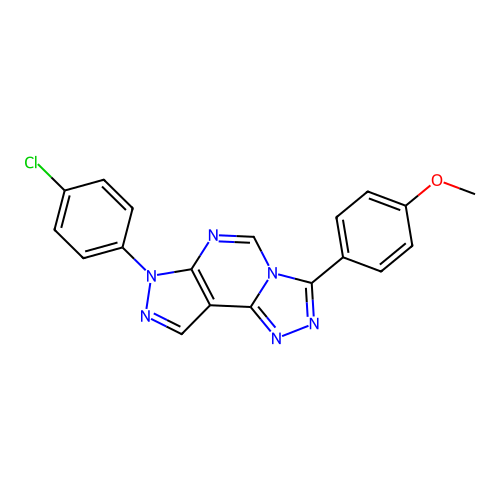 7-(4-chlorophenyl)-3-(4-methoxyphenyl)-7H-pyrazolo[4,3-e][1,2,4]triazolo[4,3-c]pyrimidine structure