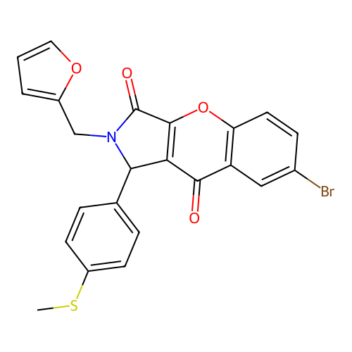 7-bromo-2-(2-furylmethyl)-1-[4-(methylsulfanyl)phenyl]-1,2-dihydrochromeno[2,3-c]pyrrole-3,9-dione structure