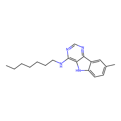 N-heptyl-8-methyl-5H-pyrimido[5,4-b]indol-4-amine structure