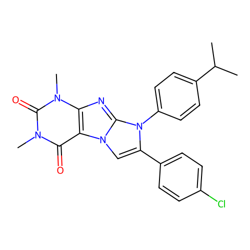 7-(4-chlorophenyl)-2,4-dimethyl-6-(4-propan-2-ylphenyl)purino[7,8-a]imidazole-1,3-dione structure