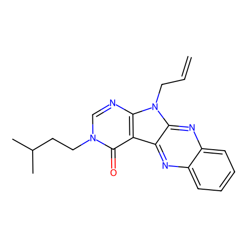 11-allyl-3-isopentyl-3H-pyrimido[5',4':4,5]pyrrolo[2,3-b]quinoxalin-4(11H)-one structure