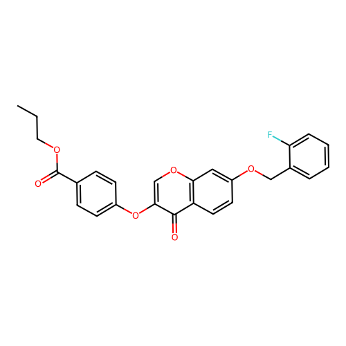Propyl 4-{7-[(2-fluorophenyl)methoxy]-4-oxochromen-3-yloxy}benzoate structure