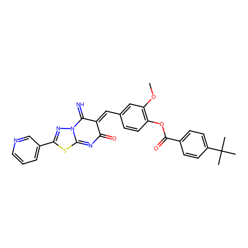 (Z)-4-((5-imino-7-oxo-2-(pyridin-3-yl)-5H-[1,3,4]thiadiazolo[3,2-a]pyrimidin-6(7H)-ylidene)methyl)-2-methoxyphenyl 4-(tert-butyl)benzoate structure