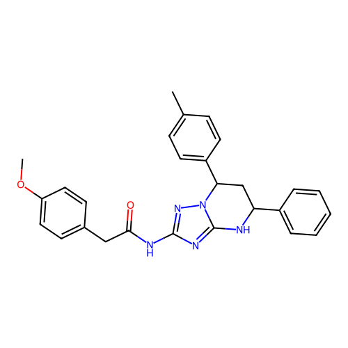 2-(4-methoxyphenyl)-N-(5-phenyl-7-(p-tolyl)-4,5,6,7-tetrahydro-[1,2,4]triazolo[1,5-a]pyrimidin-2-yl)acetamide structure