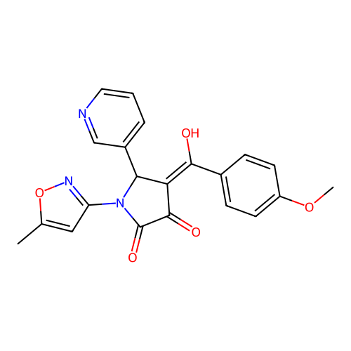 3-hydroxy-4-(4-methoxybenzoyl)-1-(5-methyl-1,2-oxazol-3-yl)-5-(pyridin-3-yl)-2,5-dihydro-1H-pyrrol-2-one structure