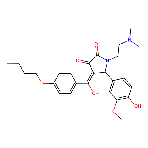 (4E)-4-[(4-butoxyphenyl)-hydroxymethylidene]-1-(2-dimethylaminoethyl)-5-(4-hydroxy-3-methoxyphenyl)pyrrolidine-2,3-dione structure