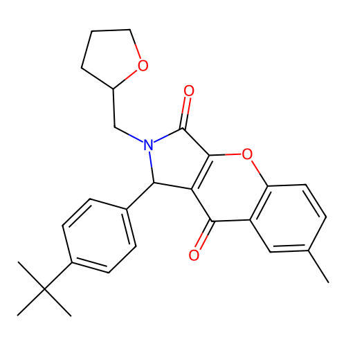 1-(4-tert-butylphenyl)-7-methyl-2-(tetrahydrofuran-2-ylmethyl)-1,2-dihydrochromeno[2,3-c]pyrrole-3,9-dione structure