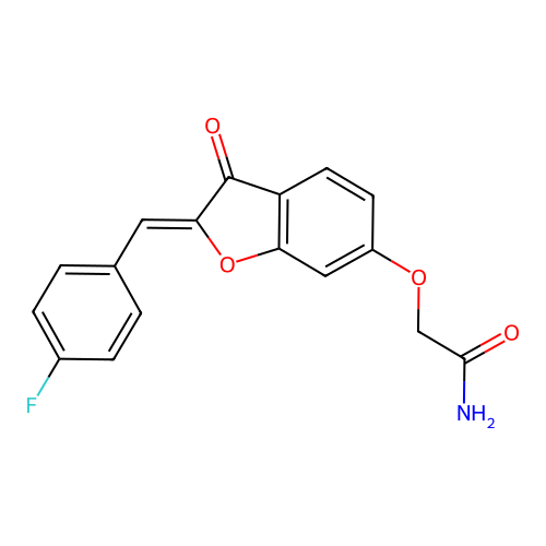 (Z)-2-((2-(4-fluorobenzylidene)-3-oxo-2,3-dihydrobenzofuran-6-yl)oxy)acetamide structure