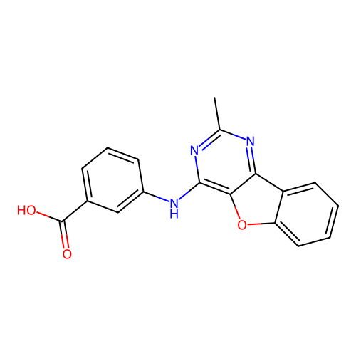 3-((2-Methylbenzofuro[3,2-d]pyrimidin-4-yl)amino)benzoic acid structure