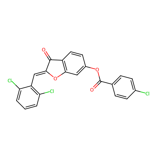 2-[(2,6-Dichlorophenyl)methylene]-3-oxobenzo[3,4-b]furan-6-yl 4-chlorobenzoate structure