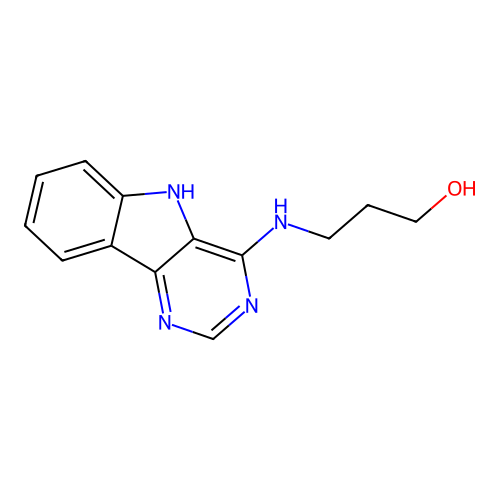 3-(5H-pyrimido[5,4-b]indol-4-ylamino)propan-1-ol structure