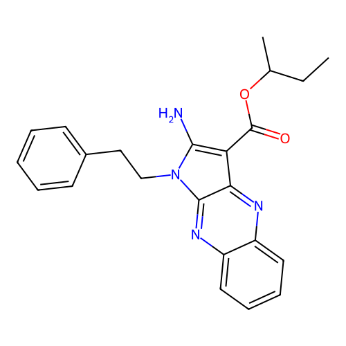 butan-2-yl 2-amino-1-(2-phenylethyl)-1H-pyrrolo[2,3-b]quinoxaline-3-carboxylate structure