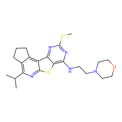 4-isopropyl-9-(methylthio)-N-(2-morpholinoethyl)-2,3-dihydro-1H-cyclopenta[4',5']pyrido[3',2':4,5]thieno[3,2-d]pyrimidin-7-amine structure