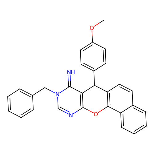 9-benzyl-7-(4-methoxyphenyl)-7,9-dihydro-8H-benzo[7,8]chromeno[2,3-d]pyrimidin-8-imine structure