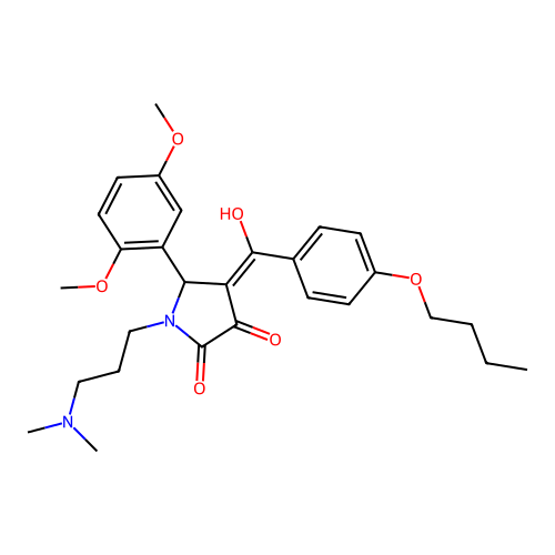 (4E)-4-[(4-butoxyphenyl)-hydroxymethylidene]-5-(2,5-dimethoxyphenyl)-1-[3-(dimethylamino)propyl]pyrrolidine-2,3-dione structure