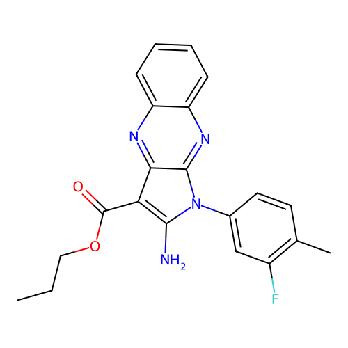 propyl 2-amino-1-(3-fluoro-4-methylphenyl)-1H-pyrrolo[2,3-b]quinoxaline-3-carboxylate structure