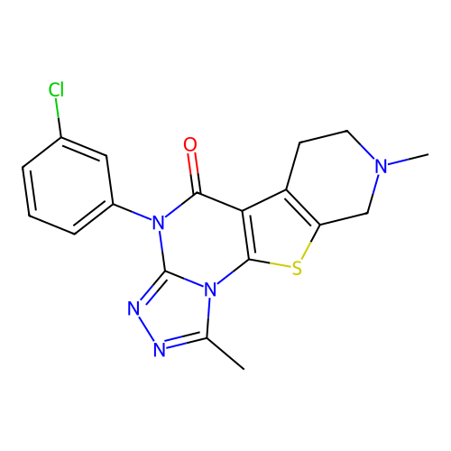 4-(3-chlorophenyl)-1,8-dimethyl-6,7,8,9-tetrahydropyrido[4',3':4,5]thieno[3,2-e][1,2,4]triazolo[4,3-a]pyrimidin-5(4H)-one structure