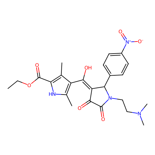 ethyl 4-({1-[2-(dimethylamino)ethyl]-4-hydroxy-2-(4-nitrophenyl)-5-oxo(3-pyrro lin-3-yl)}carbonyl)-3,5-dimethylpyrrole-2-carboxylate structure