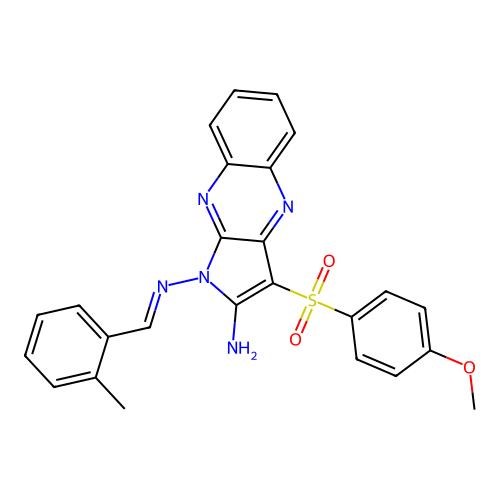 (E)-3-((4-methoxyphenyl)sulfonyl)-N1-(2-methylbenzylidene)-1H-pyrrolo[2,3-b]quinoxaline-1,2-diamine structure