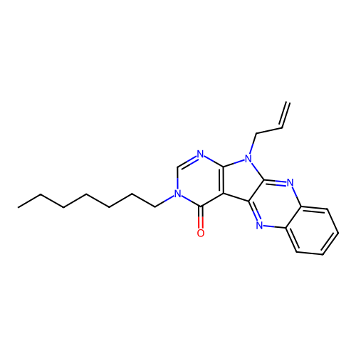 11-allyl-3-heptyl-3H-pyrimido[5',4':4,5]pyrrolo[2,3-b]quinoxalin-4(11H)-one structure