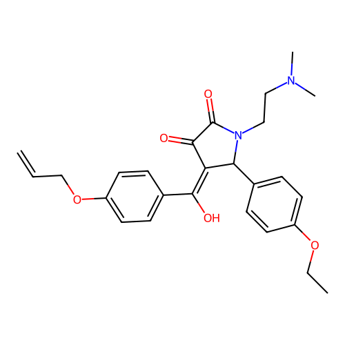 (4E)-1-(2-dimethylaminoethyl)-5-(4-ethoxyphenyl)-4-[hydroxy-(4-prop-2-enoxyphenyl)methylidene]pyrrolidine-2,3-dione structure
