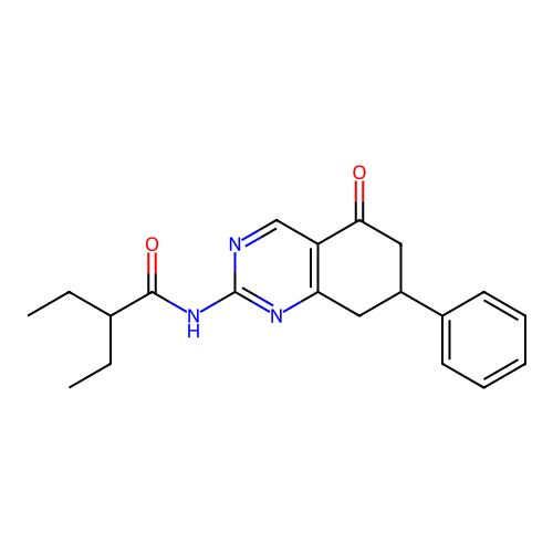 2-ethyl-N-(5-oxo-7-phenyl-5,6,7,8-tetrahydroquinazolin-2-yl)butanamide structure