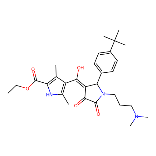 ethyl 4-({1-[3-(dimethylamino)propyl]-2-[4-(tert-butyl)phenyl]-4-hydroxy-5-oxo (3-pyrrolin-3-yl)}carbonyl)-3,5-dimethylpyrrole-2-carboxylate structure
