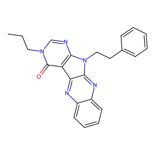 11-phenethyl-3-propyl-3H-pyrimido[5',4':4,5]pyrrolo[2,3-b]quinoxalin-4(11H)-one structure