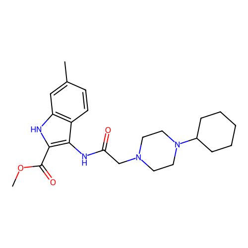Methyl 3-[[2-(4-cyclohexylpiperazin-1-yl)acetyl]amino]-6-methyl-1H-indole-2-carboxylate structure