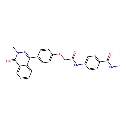 N-methyl-4-({[4-(3-methyl-4-oxo-3,4-dihydrophthalazin-1-yl)phenoxy]acetyl}amino)benzamide structure