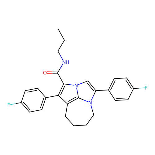 1,4-bis(4-fluorophenyl)-N-propyl-5,6,7,8-tetrahydro-2a,4a-diazacyclopenta[cd]azulene-2-carboxamide structure