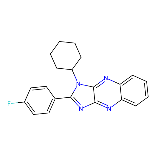 1-cyclohexyl-2-(4-fluorophenyl)-1H-imidazo[4,5-b]quinoxaline structure