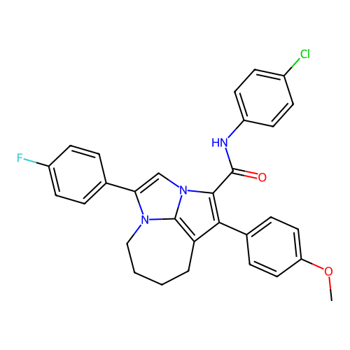 N-(4-chlorophenyl)-4-(4-fluorophenyl)-1-(4-methoxyphenyl)-5,6,7,8-tetrahydro-2a,4a-diazacyclopenta[cd]azulene-2-carboxamide structure
