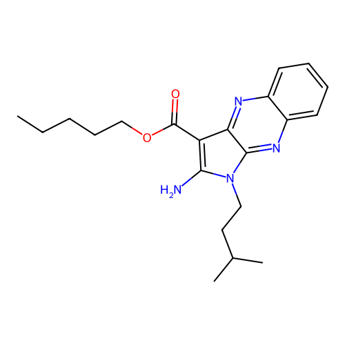 pentyl 2-amino-1-(3-methylbutyl)-1H-pyrrolo[2,3-b]quinoxaline-3-carboxylate structure