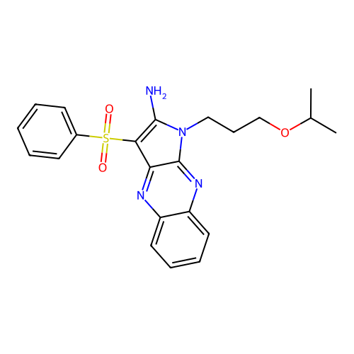 1-(3-isopropoxypropyl)-3-(phenylsulfonyl)-1H-pyrrolo[2,3-b]quinoxalin-2-amine structure