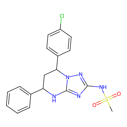 N-(7-(4-chlorophenyl)-5-phenyl-4,5,6,7-tetrahydro-[1,2,4]triazolo[1,5-a]pyrimidin-2-yl)methanesulfonamide structure