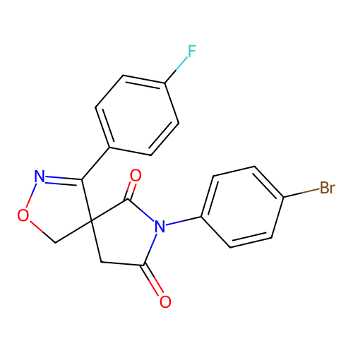 7-(4-bromophenyl)-4-(4-fluorophenyl)-2-oxa-3,7-diazaspiro[4.4]non-3-ene-6,8-dione structure