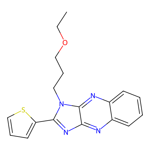 1-(3-ethoxypropyl)-2-(thiophen-2-yl)-1H-imidazo[4,5-b]quinoxaline structure