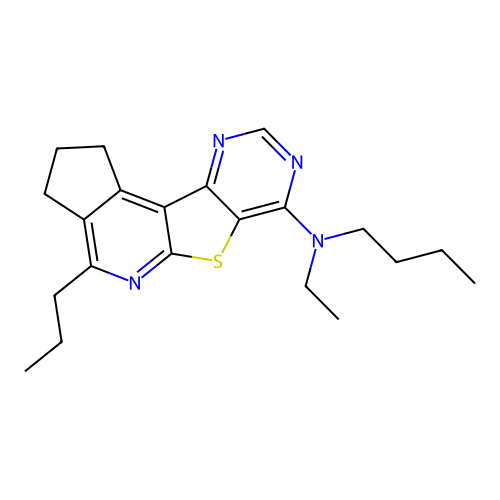 N-butyl-N-ethyl-4-propyl-2,3-dihydro-1H-cyclopenta[4',5']pyrido[3',2':4,5]thieno[3,2-d]pyrimidin-7-amine structure