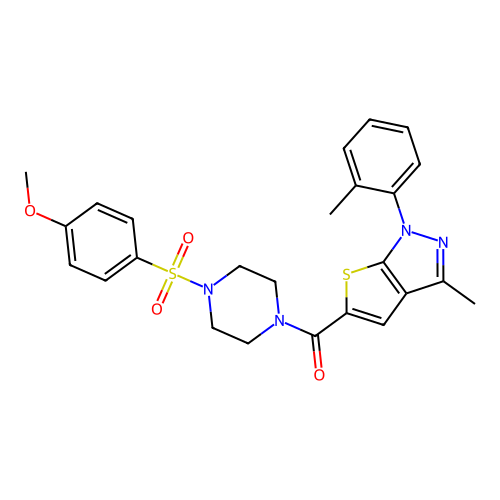 (4-((4-methoxyphenyl)sulfonyl)piperazin-1-yl)(3-methyl-1-(o-tolyl)-1H-thieno[2,3-c]pyrazol-5-yl)methanone structure