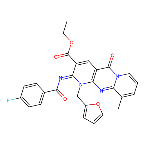 (Z)-ethyl 2-((4-fluorobenzoyl)imino)-1-(furan-2-ylmethyl)-10-methyl-5-oxo-2,5-dihydro-1H-dipyrido[1,2-a:2',3'-d]pyrimidine-3-carboxylate structure