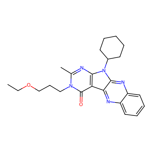 11-cyclohexyl-3-(3-ethoxypropyl)-2-methyl-3,11-dihydro-4H-pyrimido[5',4':4,5]pyrrolo[2,3-b]quinoxalin-4-one structure